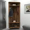 Reina Corner Hallway Coat Rack with Cabinet - Light Walnut