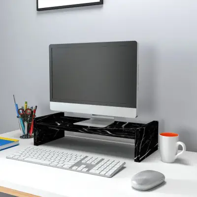 Agatha Monitor Riser PC Stand - Black Marble Effect