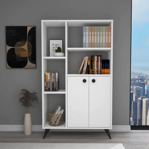 Melantha Bookcase with Cabinets and Shelves