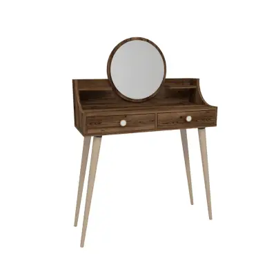 Risoma Makeup Vanity Table with Mirror - Light Walnut