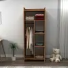 Babel Wardrobe with Cabinets and Shelves - Light Walnut / Beige