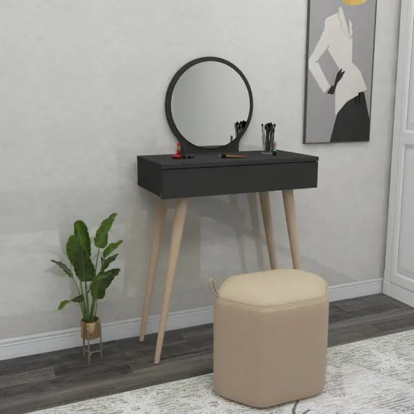 Novae Makeup Vanity Table with Mirror - Anthracite