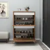 Chloris Shoe Storage Cabinet - Light Walnut / White