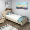 Babel Bedstead Bed Frame with Headboard - Light Walnut / Beige