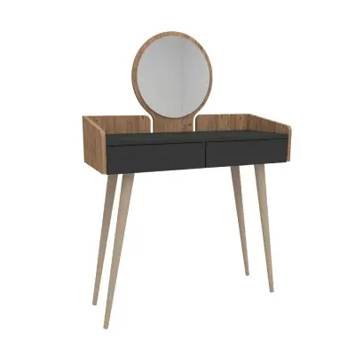 Burim Makeup Vanity Table with Mirror - Atlantic Pine / Anthracite