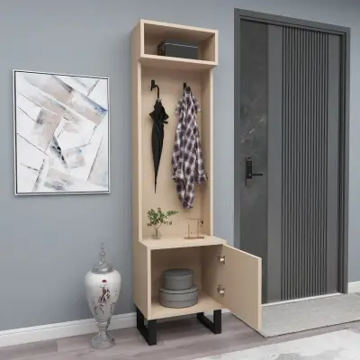 Zosime Hallway Coat Rack with Cabinet - Beige