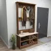 Amelia Hallway Coat Rack with Shelves - Light Walnut / Beige