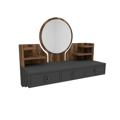 Cosmo Makeup Vanity Table with Mirror - Light Walnut / Anthracite