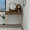 Vetone Makeup Vanity Table with Mirror -  Light Walnut