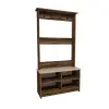 Amelia Hallway Coat Rack with Shelves - Light Walnut / Beige