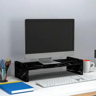 Agatha Monitor Riser PC Stand - Black Marble Effect