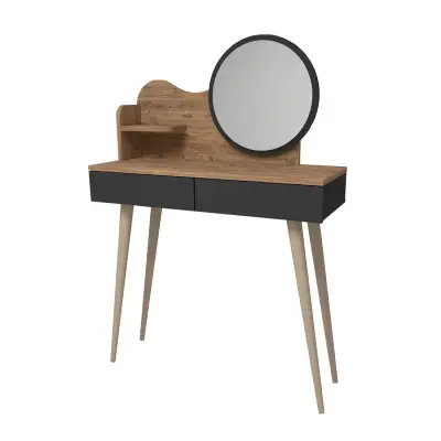 Aron Makeup Vanity Table with Mirror - Atlantic Pine / Anthracite