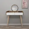 Burim Makeup Vanity Table with Mirror - Light Walnut / White