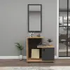 Ales Dresuar Console Table with Cabinet, Shelves and Mirror - Atlantic Pine / Anthracite