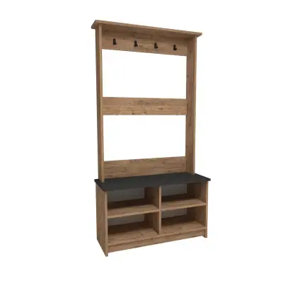 Amelia Hallway Coat Rack with Shelves - Atlantic Pine / Anthracite