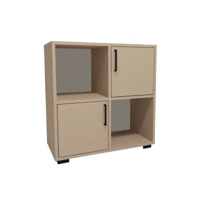 Vasilis Bookcase with Cabinets and Shelves - Beige