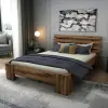 Megan Double Bedstead Bed Frame with Headboard - Light Walnut