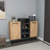 Minta Shoe Storage Shelf with Cabinet - Atlantic Pine / Anthracite