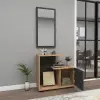 Ales Dresuar Console Table with Cabinet, Shelves and Mirror - Atlantic Pine / Anthracite