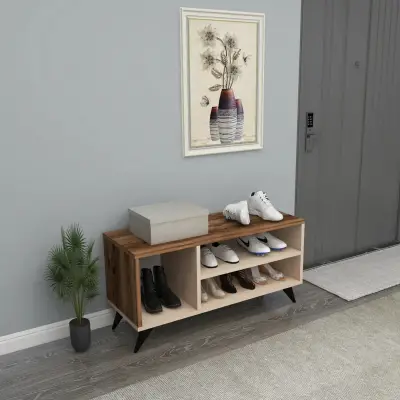 Dalila Shoe Storage Shelf - Light Walnut / Beige