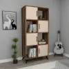 Nyx Bookcase with Cabinets and Shelves - Light Walnut / Beige