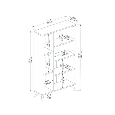 Melantha Bookcase with Cabinets and Shelves - Light Walnut / Beige