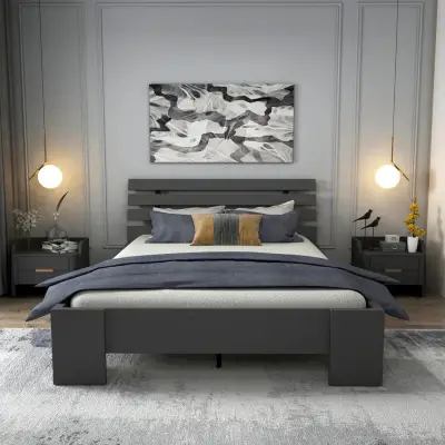 Megan Double Bedstead Bed Frame with Headboard - Anthracite