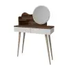 Aron Makeup Vanity Table with Mirror - Light Walnut / White