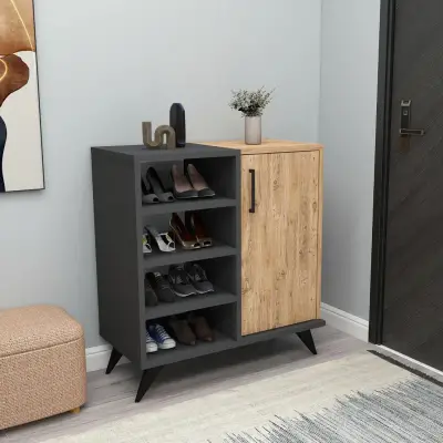 Fiona Shoe Storage Shelf with Cabinet - Atlantic Pine / Anthracite