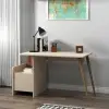 Babel Computer Desk with Cabinet - Light Walnut / Beige