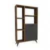 Melantha Bookcase with Cabinets and Shelves - Light Walnut / Anthracite