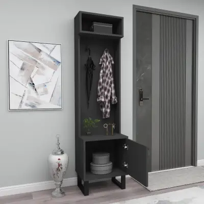 Zosime Hallway Coat Rack with Cabinet - Anthracite