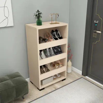  Leslie Shoe Storage Shelf with Cabinet - Beige