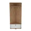 Reina Corner Hallway Coat Rack with Cabinet - Atlantic Pine / White