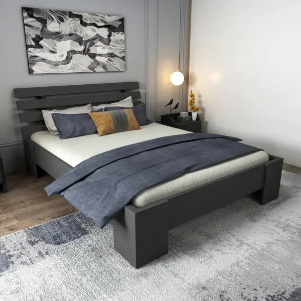 Megan Double Bedstead Bed Frame with Headboard - Anthracite