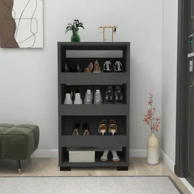 Leslie Shoe Storage Shelf with Cabinet - Anthracite