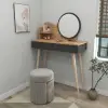 Aron Makeup Vanity Table with Mirror - Atlantic Pine / Anthracite