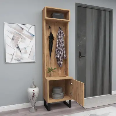 Zosime Hallway Coat Rack with Cabinet - Atlantic Pine