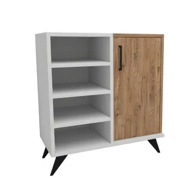 Fiona Shoe Storage Shelf with Cabinet - Atlantic Pine / White