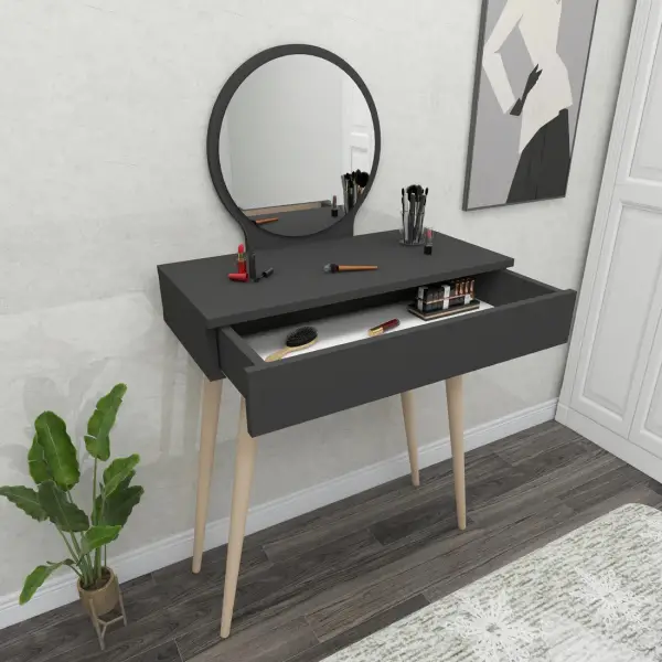 Novae Makeup Vanity Table with Mirror - Anthracite