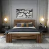 Megan Double Bedstead Bed Frame with Headboard - Light Walnut