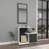 Ales Dresuar Console Table with Cabinet, Shelves and Mirror - Anthracite / White