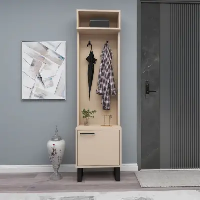 Zosime Hallway Coat Rack with Cabinet - Beige