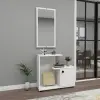 Ales Dresuar Console Table with Cabinet, Shelves and Mirror