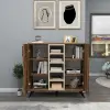 Leander Bookcase with Cabinets and Shelves - Light Walnut / Beige