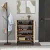 Ruby Shoe Storage Cabinet - Light .Walnut / Beige