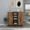 Leander Bookcase with Cabinets and Shelves - Light Walnut / Black