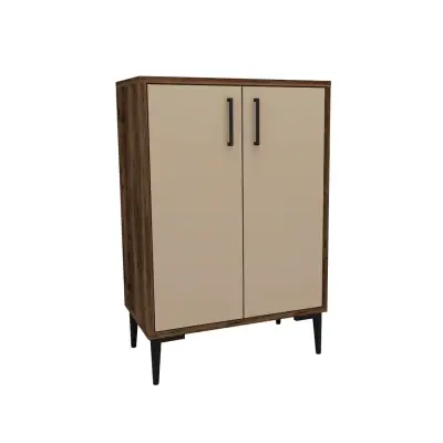 Ruby Shoe Storage Cabinet - Light .Walnut / Beige