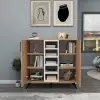 Leander Bookcase with Cabinets and Shelves - Atlantic Pine / White