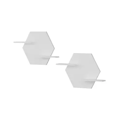 Selin Hexagon Wall Mounted Double Shelf - White